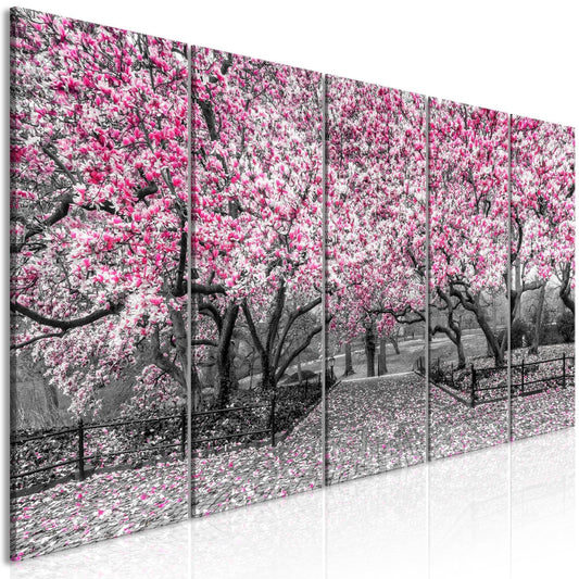 Canvas Print - Magnolia Park (5 Parts) Narrow Pink - www.trendingbestsellers.com