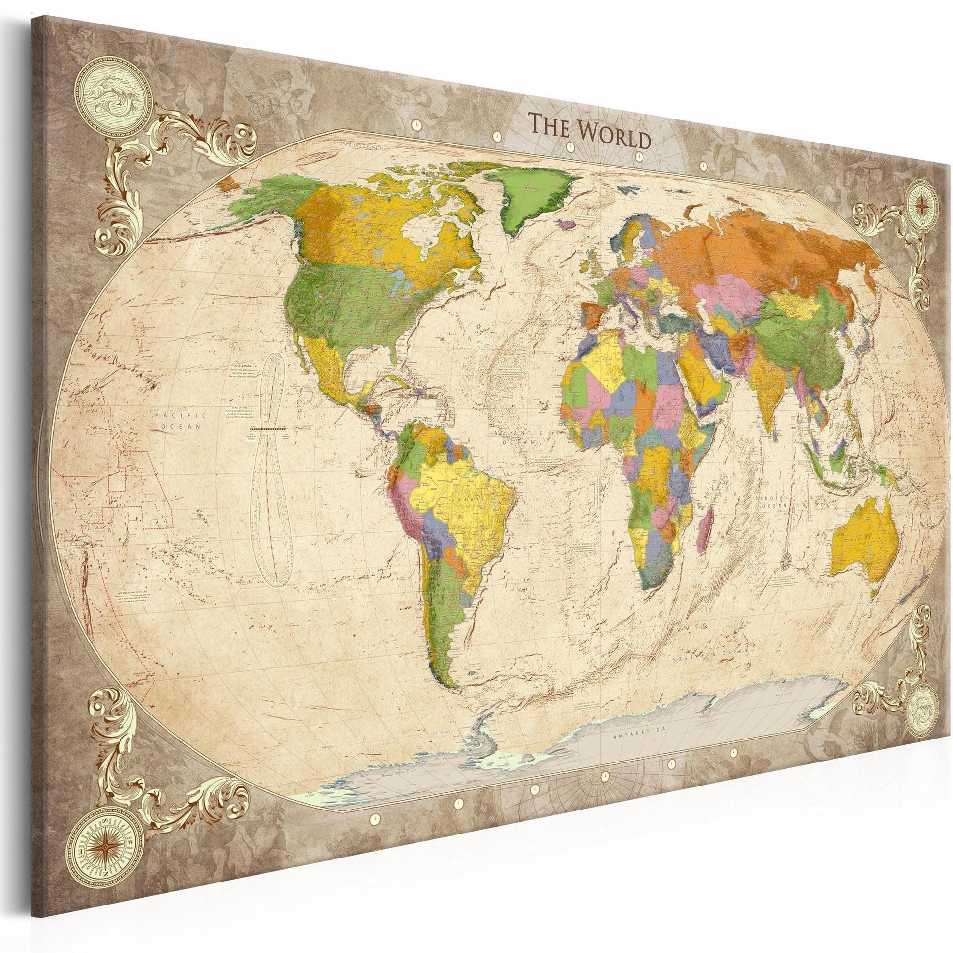 Canvas Print - Map and Ornaments - www.trendingbestsellers.com