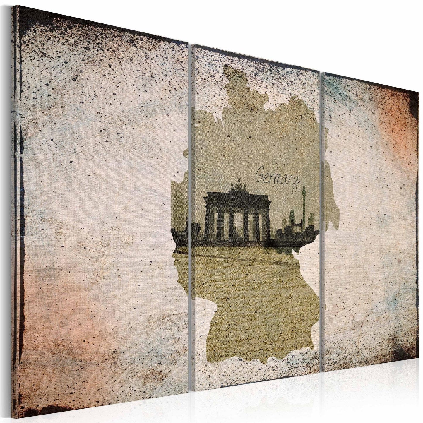 Canvas Print - map: Germany, Brandenburg Gate - triptych - www.trendingbestsellers.com