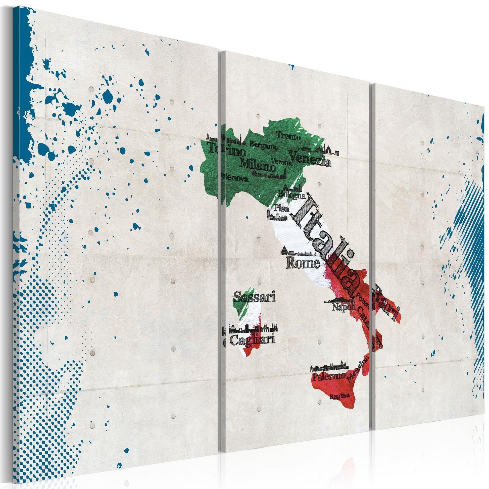 Canvas Print - Map of Italy - triptych - www.trendingbestsellers.com