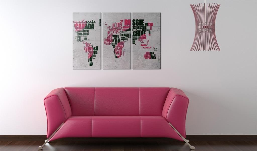 Canvas Print - Map of the World (French language) - triptych - www.trendingbestsellers.com