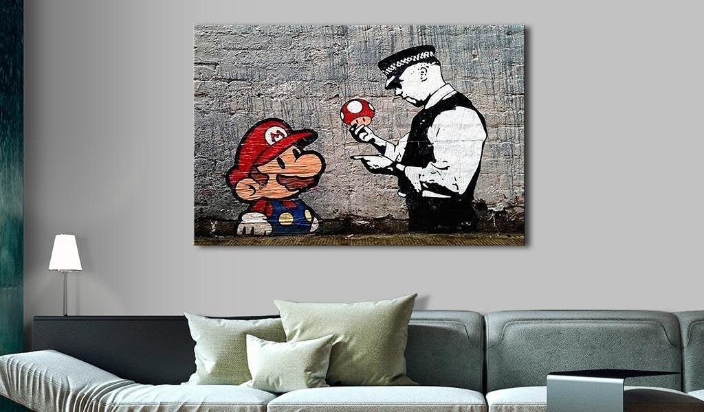 Canvas Print - Mario and Cop by Banksy - www.trendingbestsellers.com