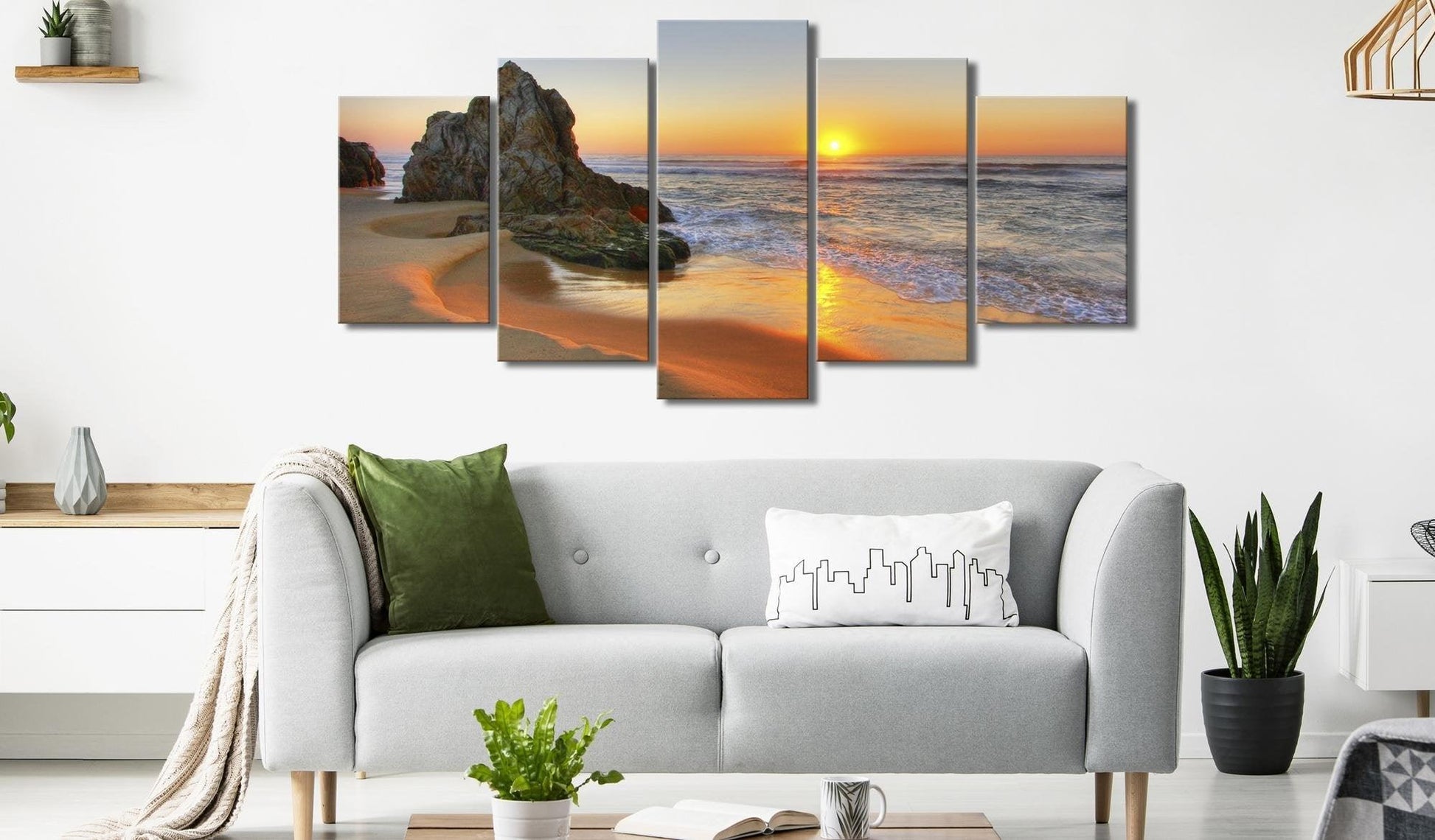 Canvas Print - Meeting at Sunset (5 Parts) Wide - www.trendingbestsellers.com