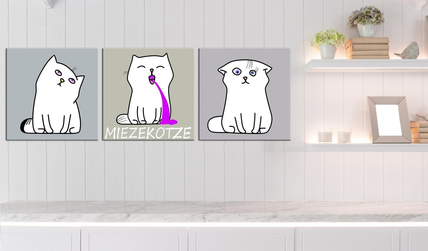 Canvas Print - Miezekotze: Cat Trio - www.trendingbestsellers.com