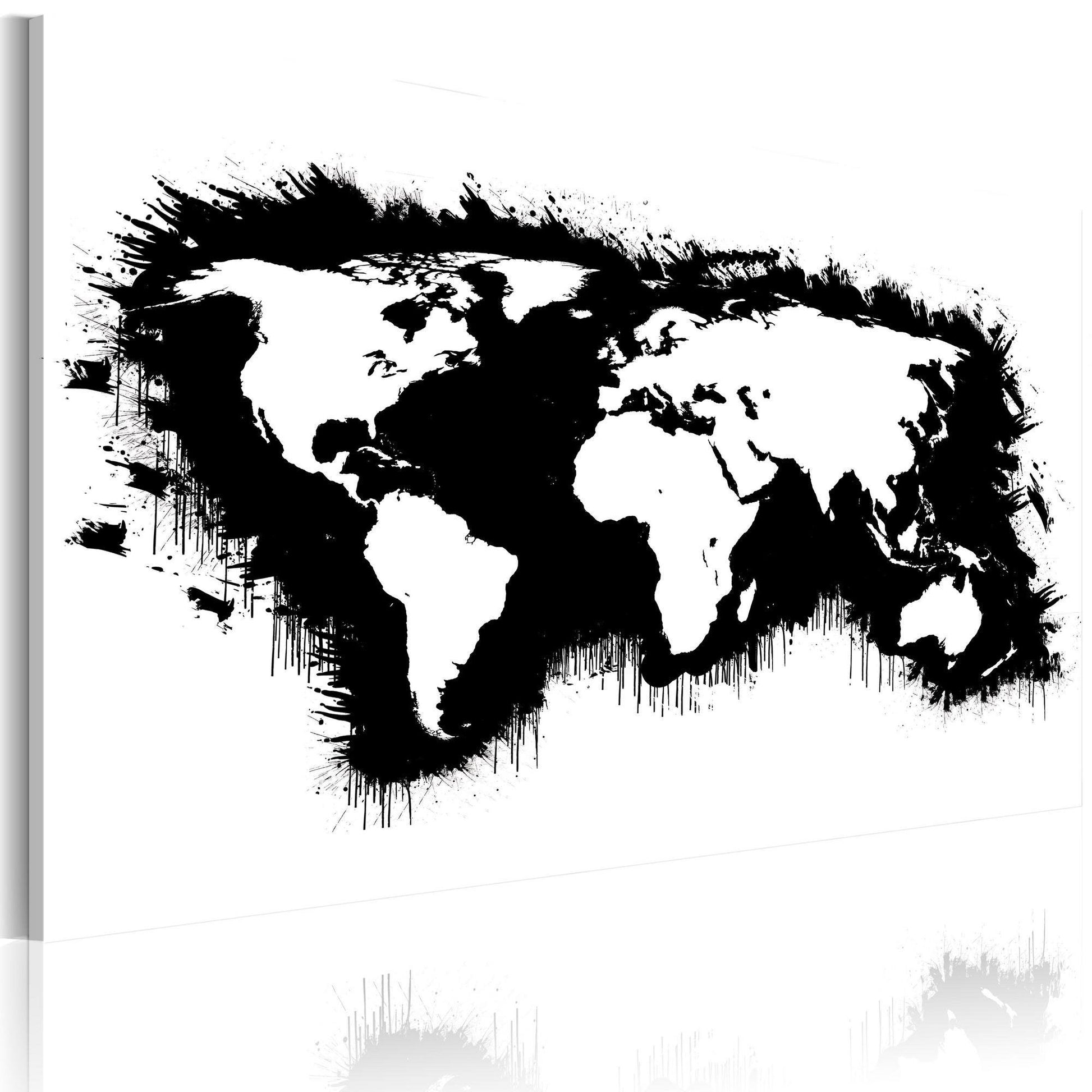 Canvas Print - Monochromatic map of the World - www.trendingbestsellers.com
