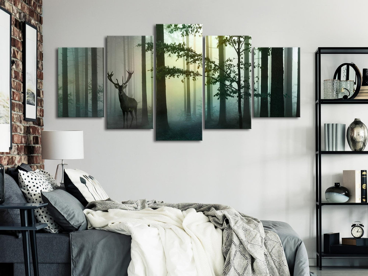 Canvas Print - Morning (5 Parts) Wide Green - www.trendingbestsellers.com