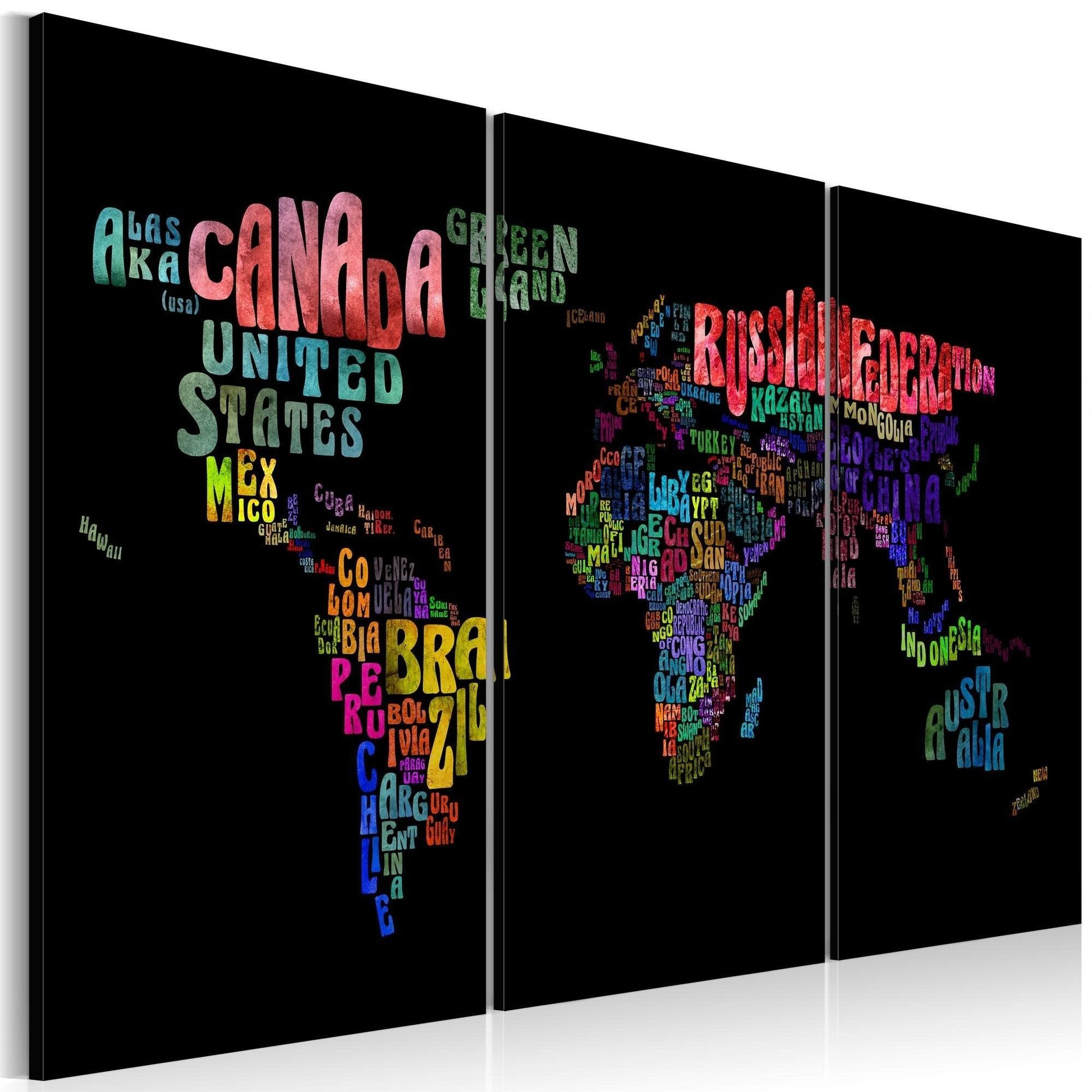 Canvas Print - Names of countries - triptych - www.trendingbestsellers.com