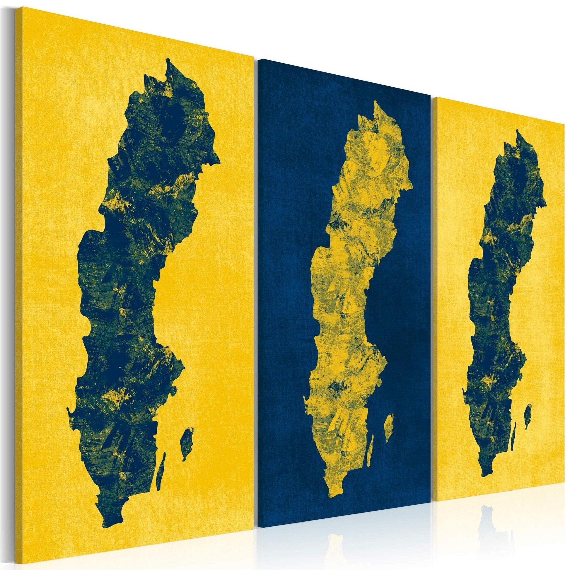 Canvas Print - Painted map of Sweden - triptych - www.trendingbestsellers.com