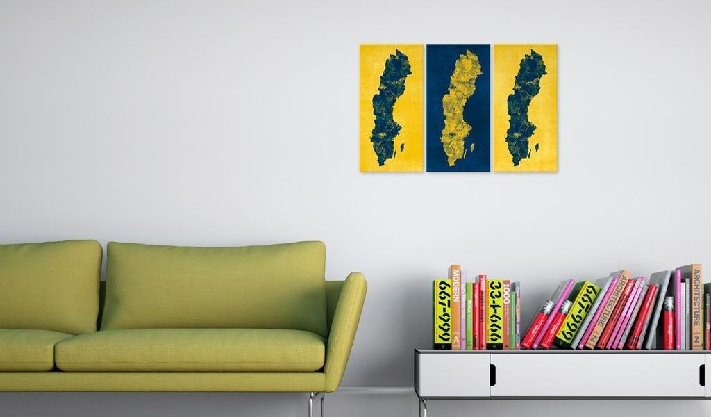 Canvas Print - Painted map of Sweden - triptych - www.trendingbestsellers.com