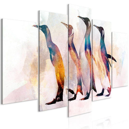Canvas Print - Penguin Wandering (5 Parts) Wide - www.trendingbestsellers.com