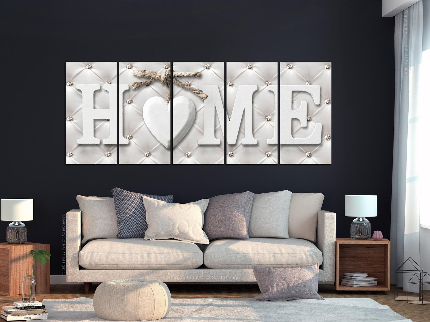 Canvas Print - Quilted Home (5 Parts) Narrow - www.trendingbestsellers.com