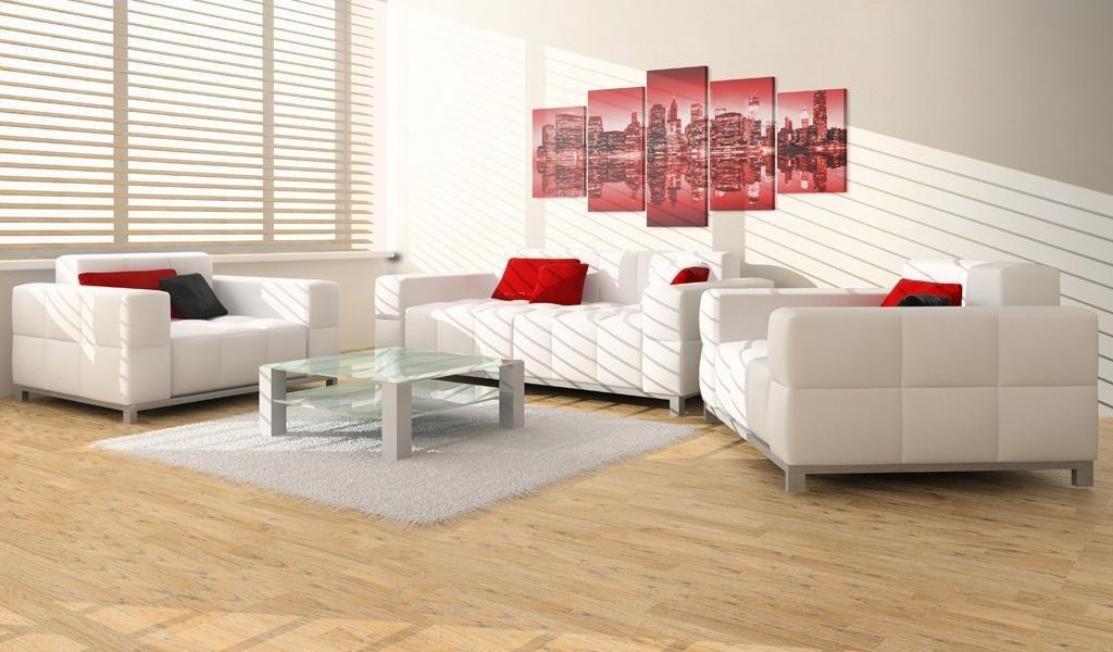Canvas Print - Red glow over New York - 5 pieces - www.trendingbestsellers.com