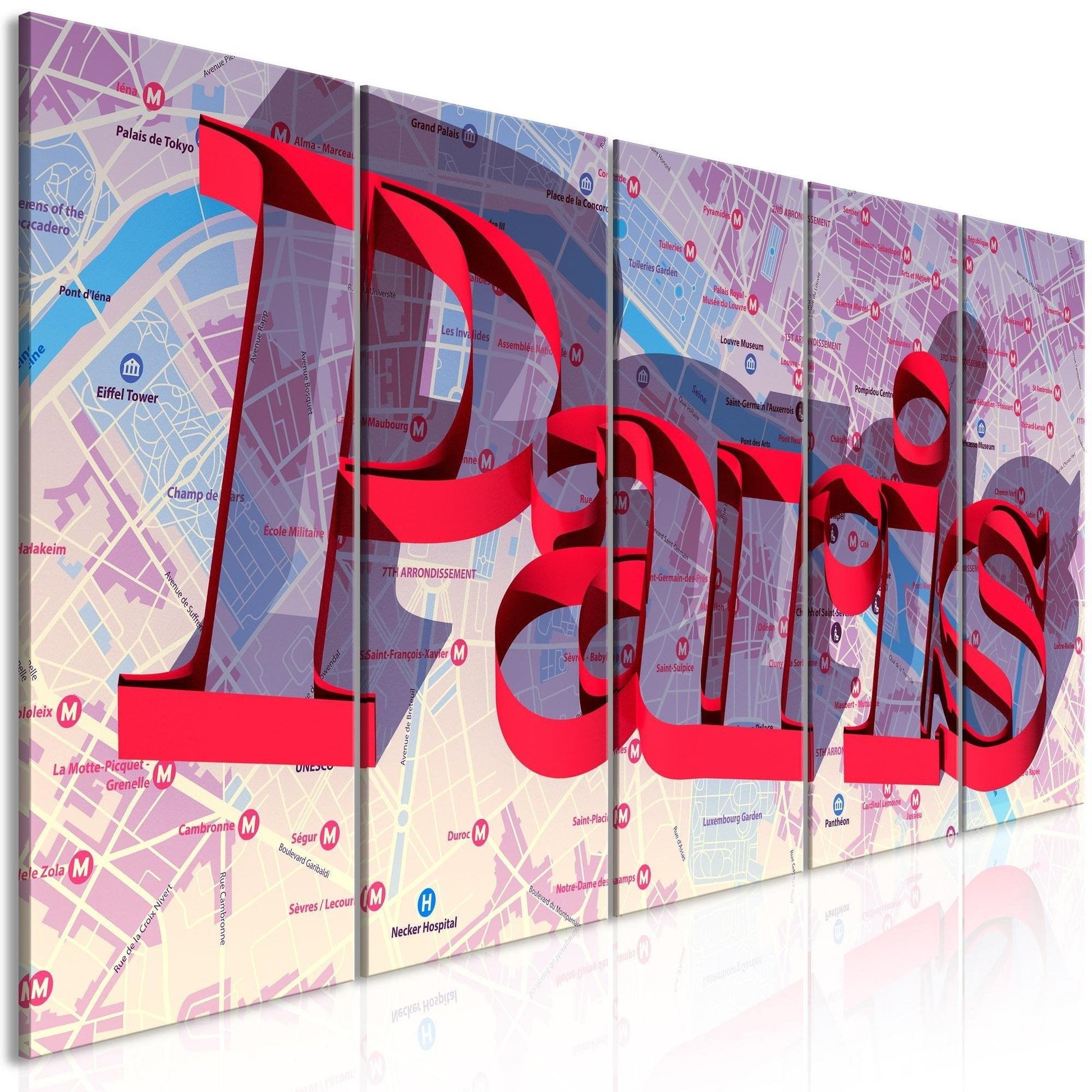 Canvas Print - Red Paris (5 Parts) Narrow - www.trendingbestsellers.com