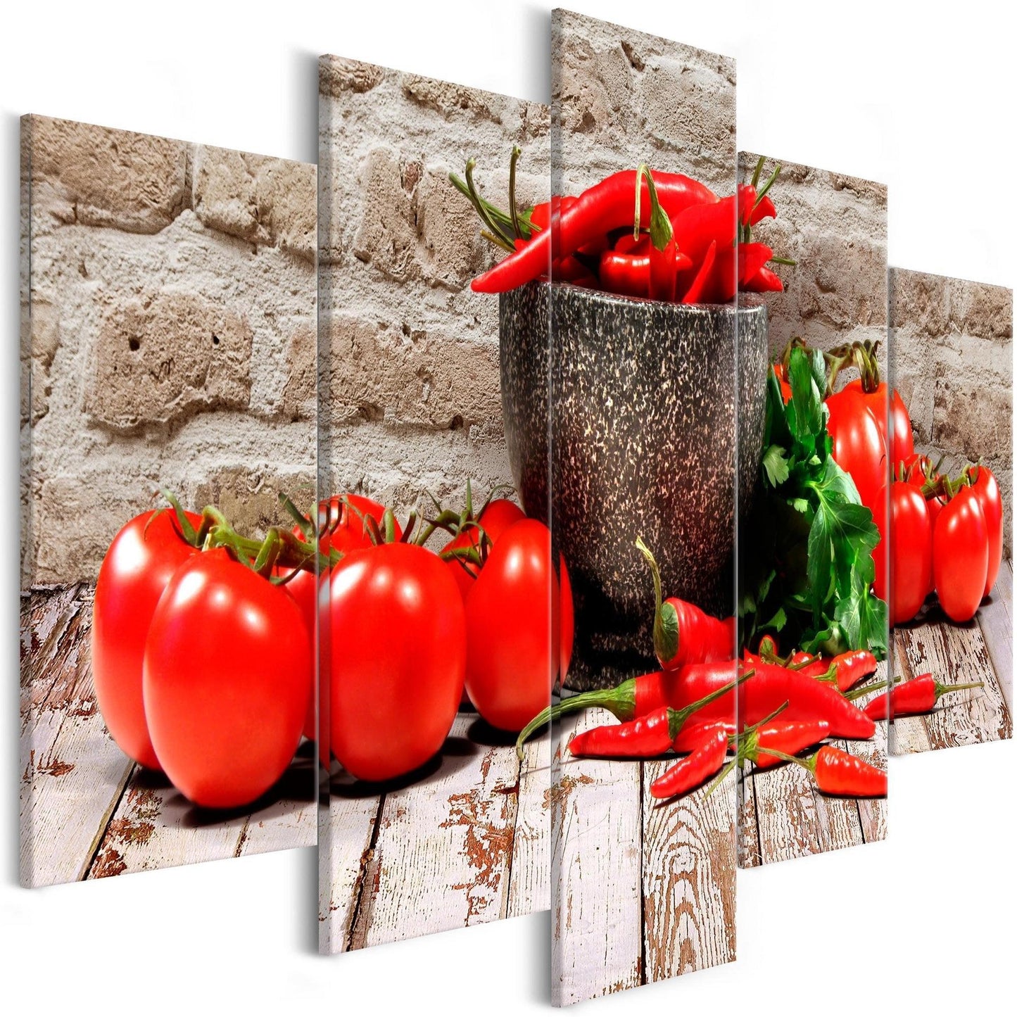 Canvas Print - Red Vegetables (5 Parts) Brick Wide - www.trendingbestsellers.com