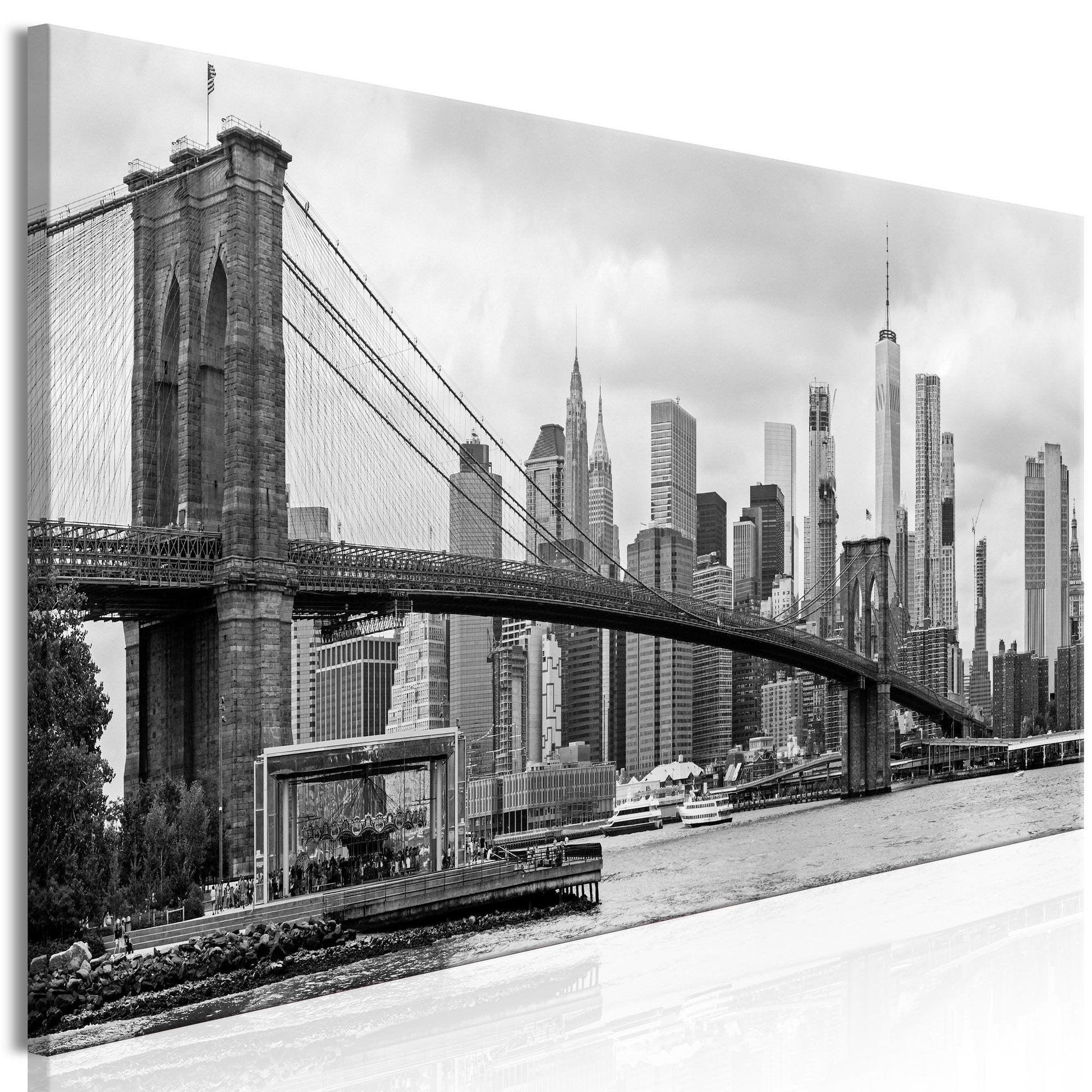 Canvas Print - Road to Manhattan (1 Part) Narrow Black and White - www.trendingbestsellers.com