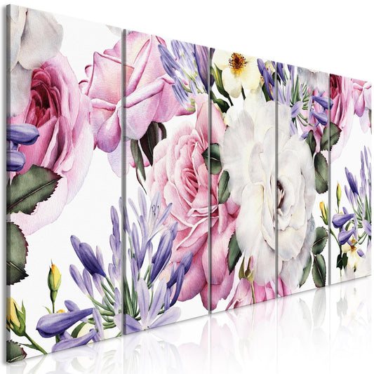 Canvas Print - Rose Composition (5 Parts) Narrow Colourful - www.trendingbestsellers.com
