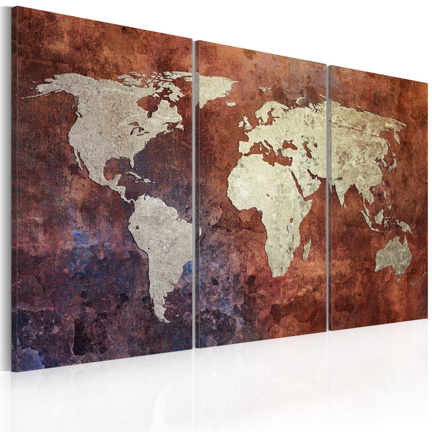 Canvas Print - Rusty map of the World - triptych - www.trendingbestsellers.com