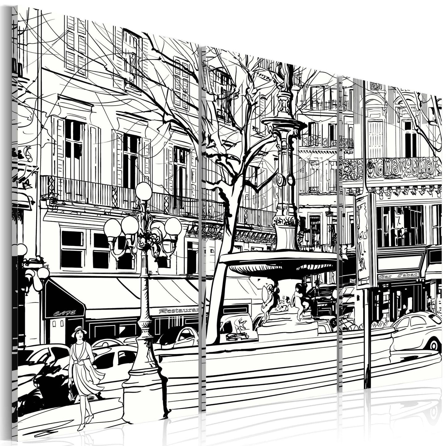 Canvas Print - Sketch of Parisian square - www.trendingbestsellers.com