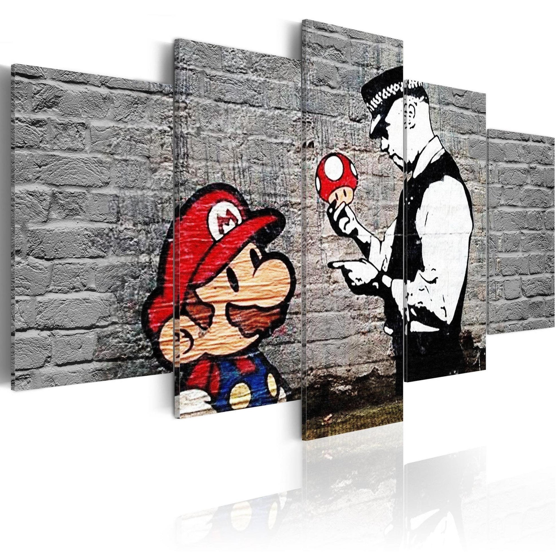 Canvas Print - Super Mario Mushroom Cop (Banksy) - www.trendingbestsellers.com