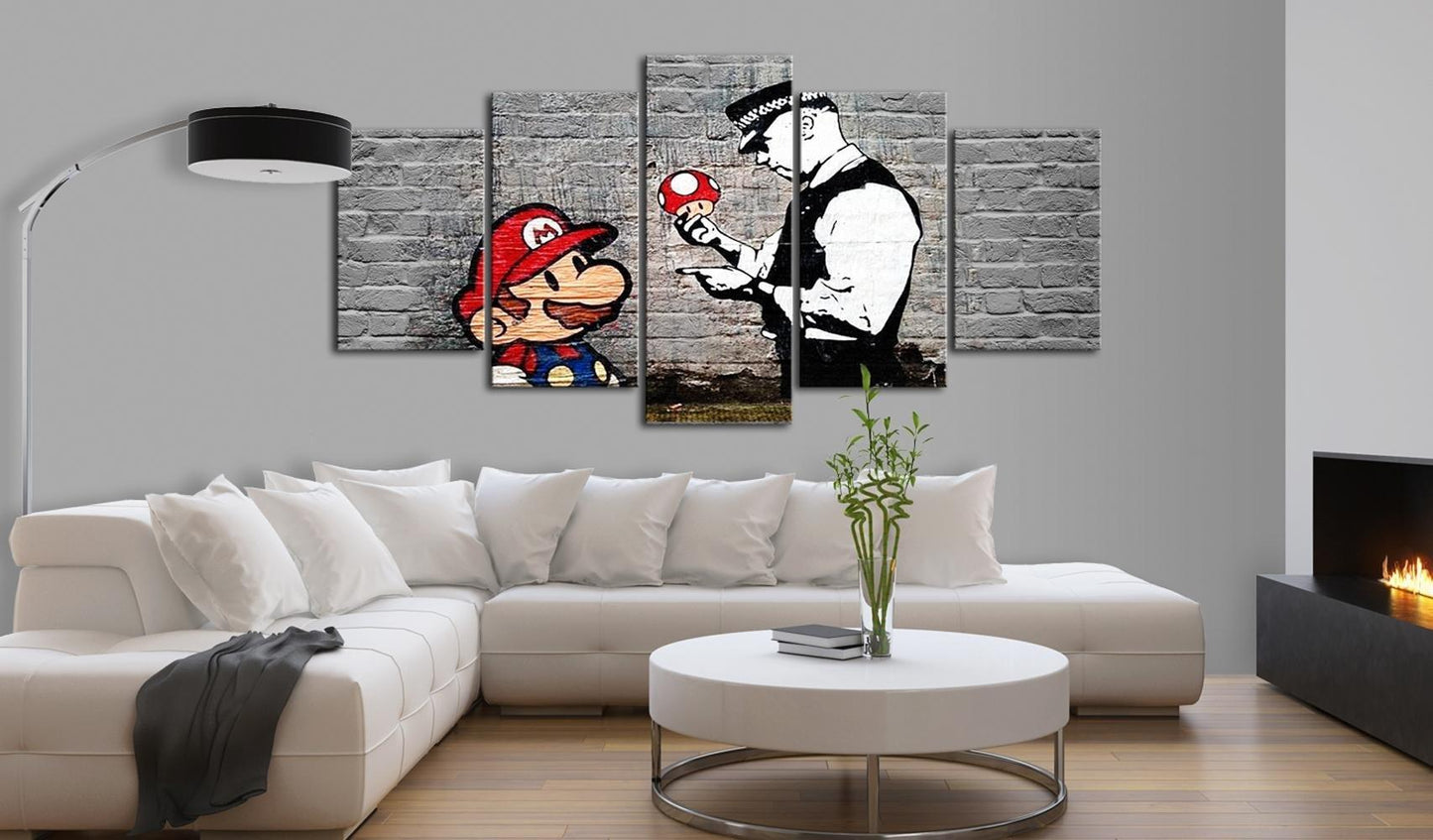 Canvas Print - Super Mario Mushroom Cop (Banksy) - www.trendingbestsellers.com