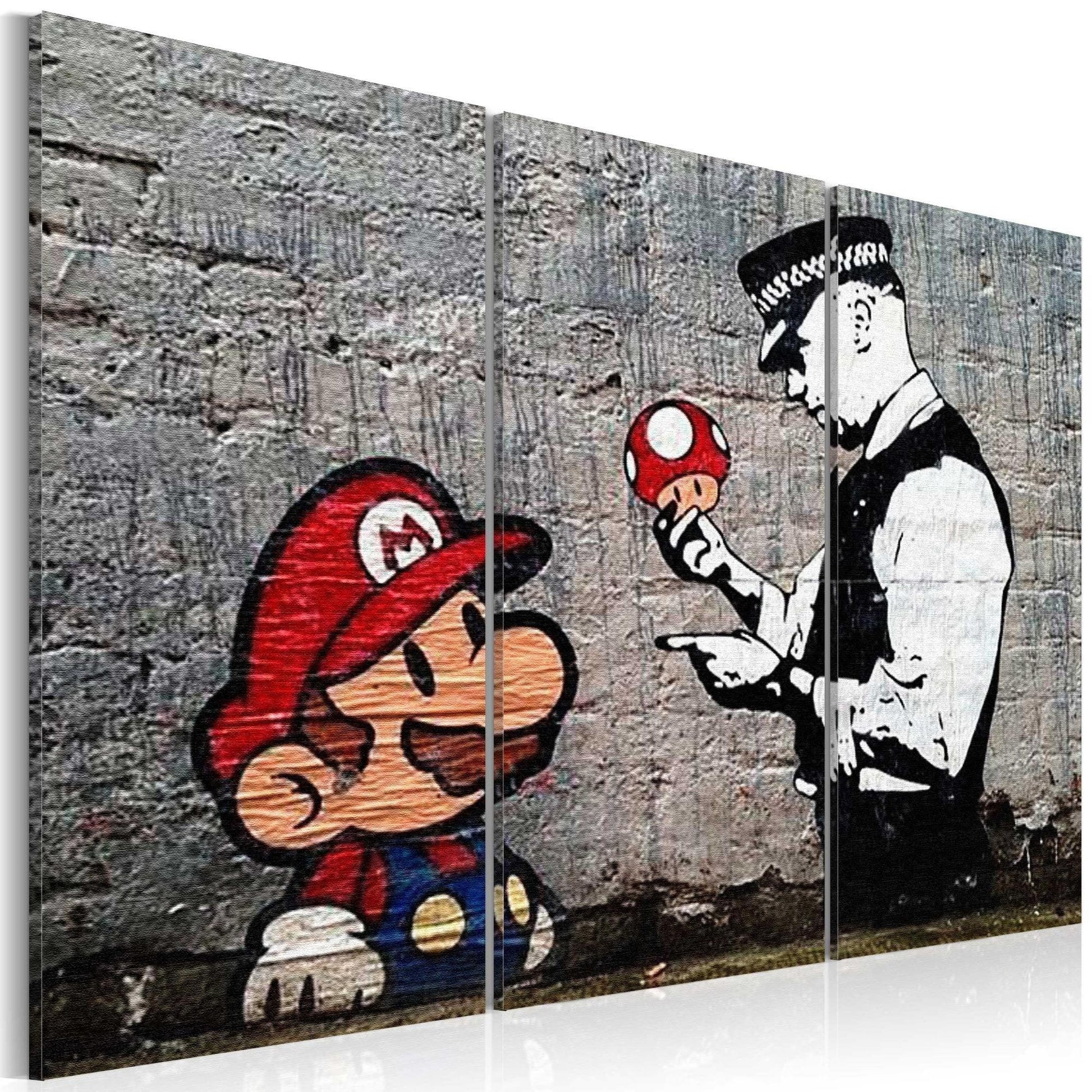 Canvas Print - Super Mario Mushroom Cop by Banksy - www.trendingbestsellers.com