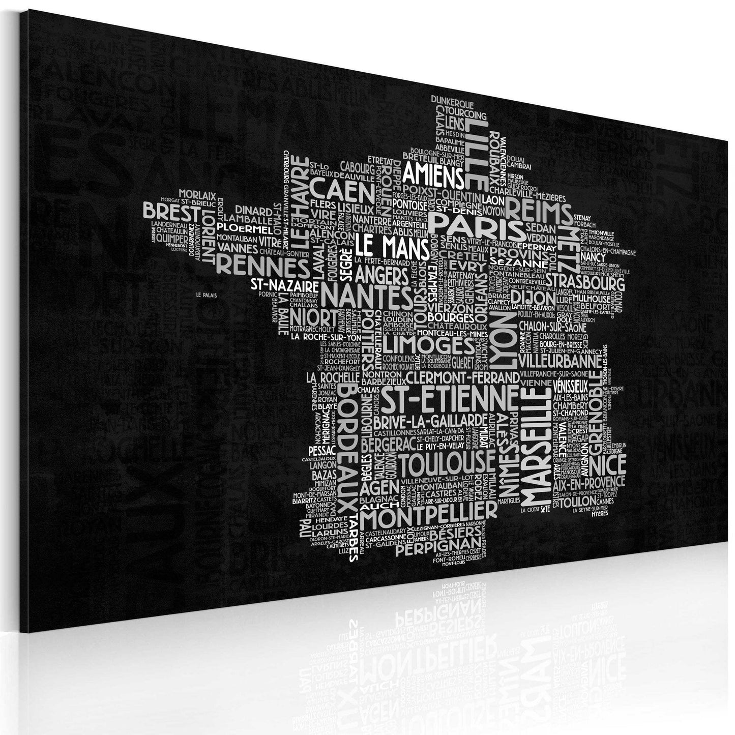 Canvas Print - Text map of France on the black background - www.trendingbestsellers.com