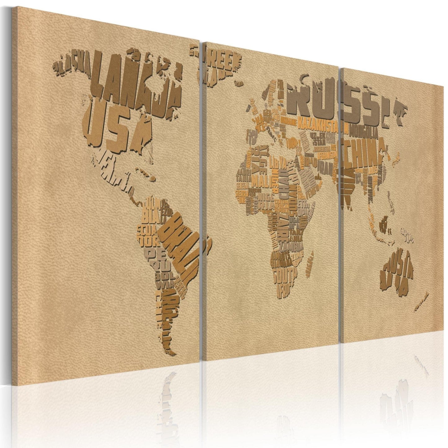 Canvas Print - The world map in beige and brown - www.trendingbestsellers.com
