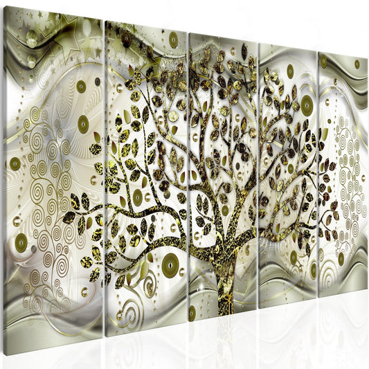 Canvas Print - Tree and Waves (5 Parts) Green - www.trendingbestsellers.com