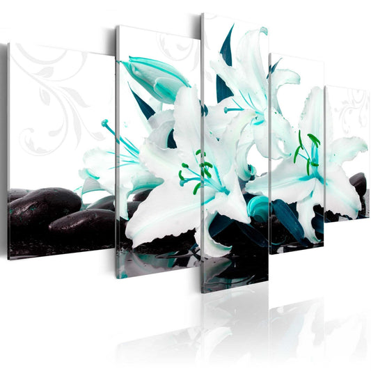 Canvas Print - Turquoise lilies and stones - www.trendingbestsellers.com