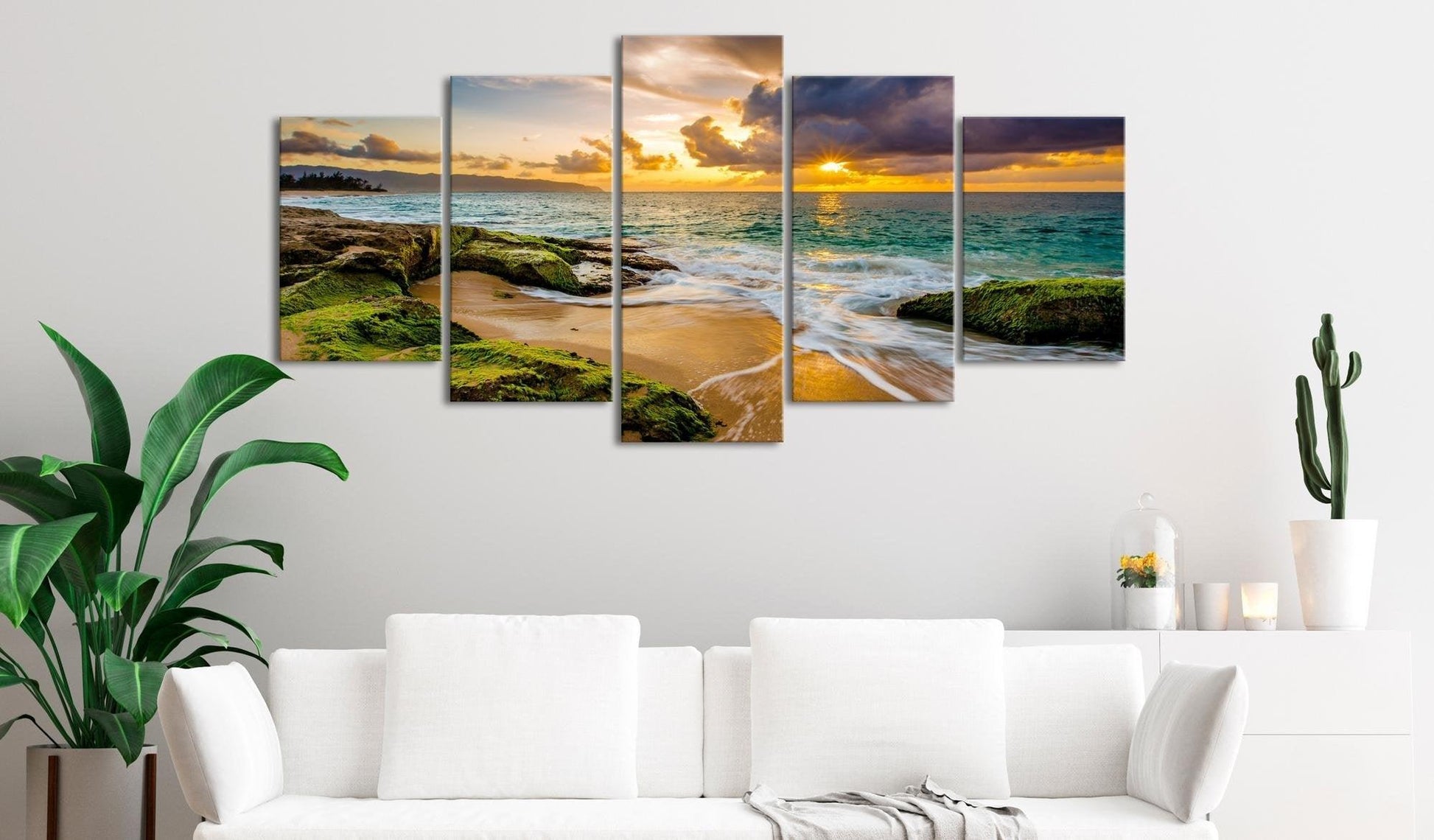 Canvas Print - Turquoise Sea (5 Parts) Wide - www.trendingbestsellers.com