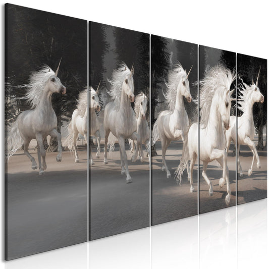 Canvas Print - Unicorns Run (5 Parts) Narrow - www.trendingbestsellers.com
