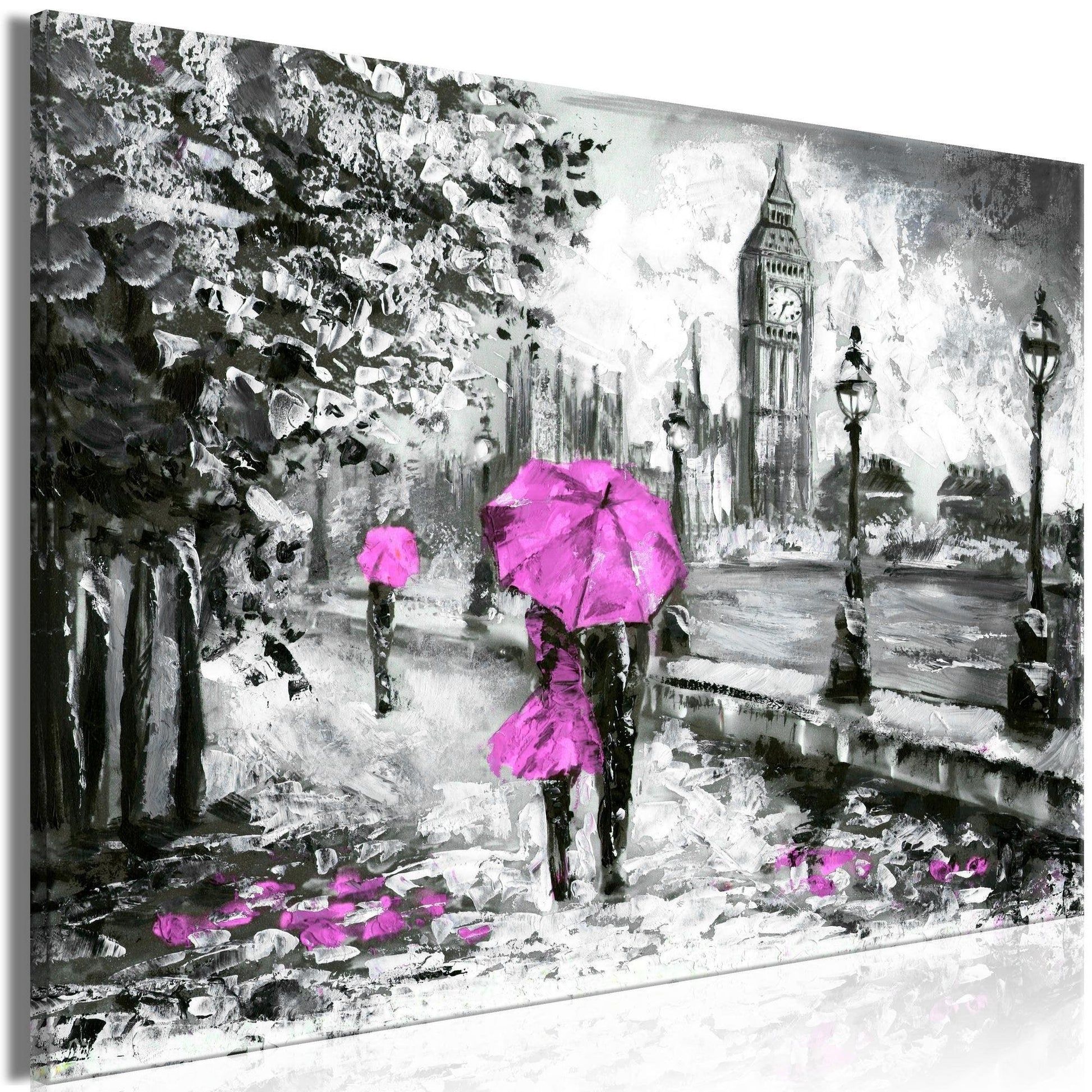 Canvas Print - Walk in London (1 Part) Wide Pink - www.trendingbestsellers.com