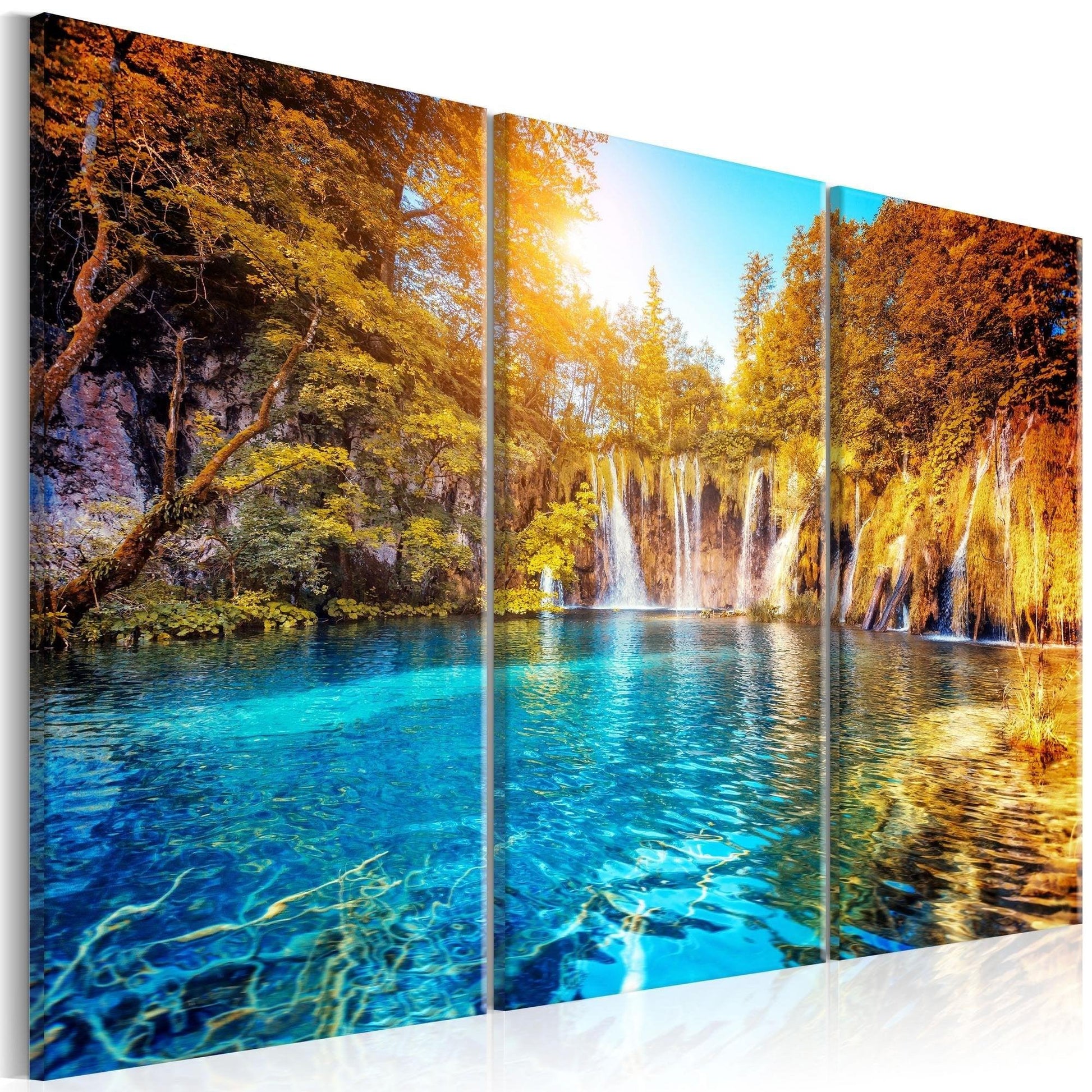 Canvas Print - Waterfalls of Sunny Forest - www.trendingbestsellers.com
