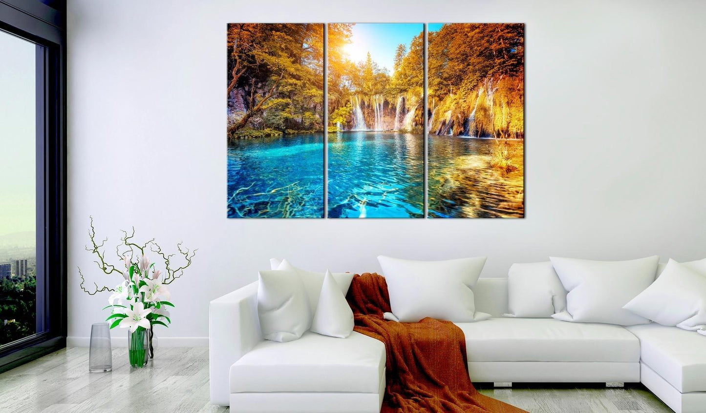 Canvas Print - Waterfalls of Sunny Forest - www.trendingbestsellers.com