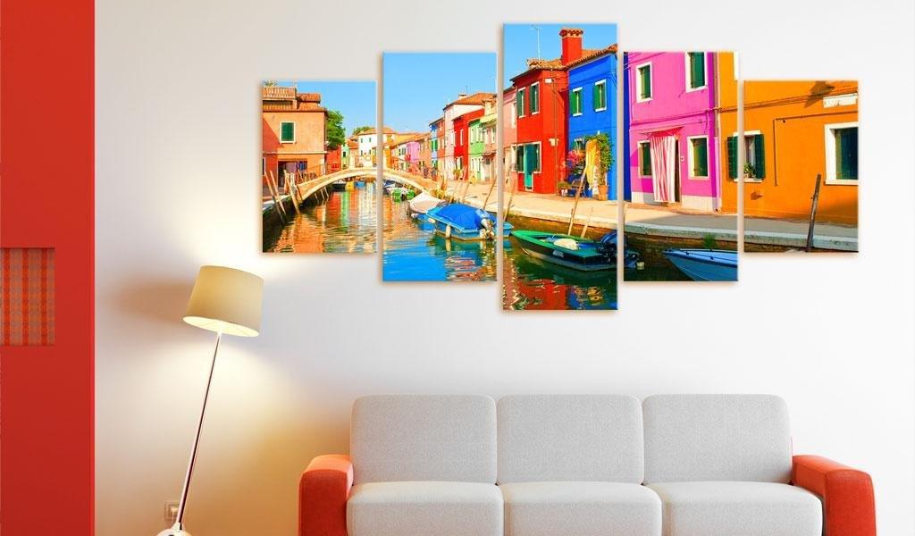 Canvas Print - Waterfront in rainbow colors - www.trendingbestsellers.com