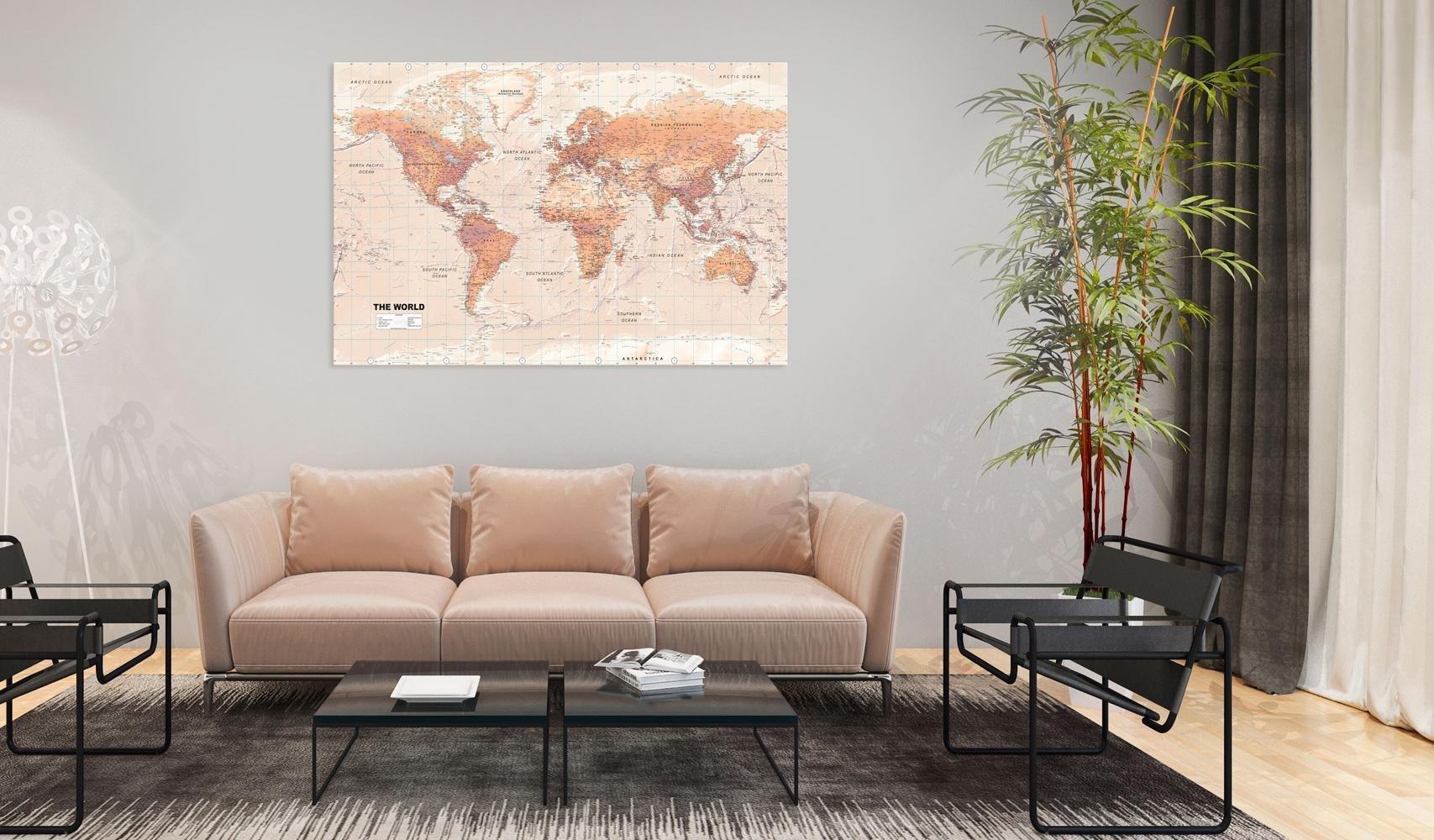 Canvas Print - World Map: Orange World - www.trendingbestsellers.com