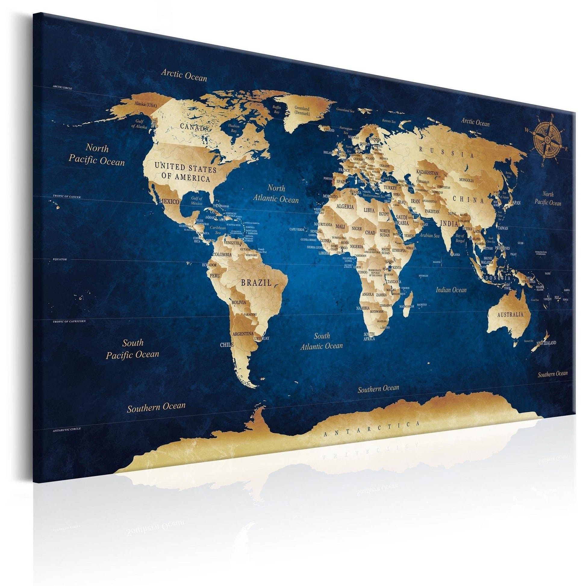 Canvas Print - World Map: The Dark Blue Depths - www.trendingbestsellers.com