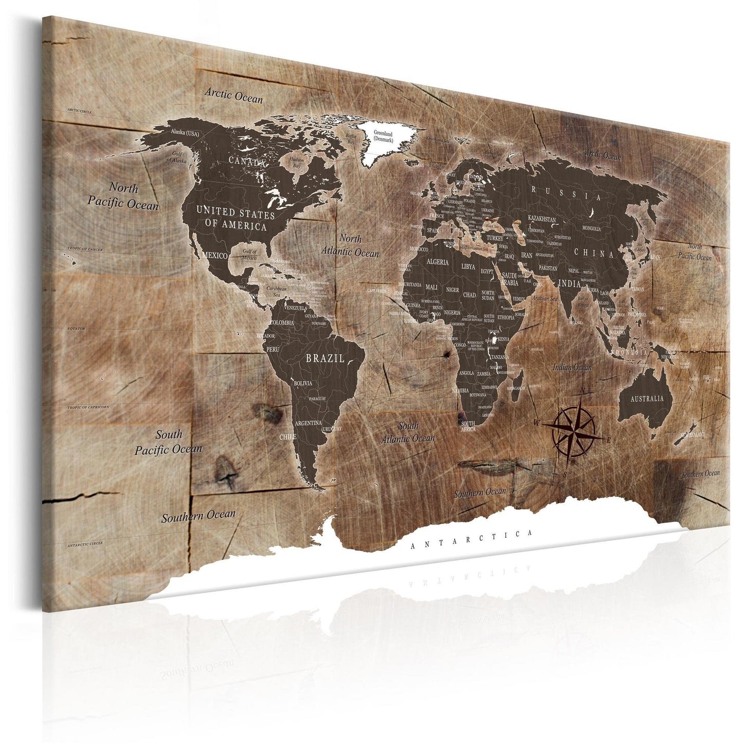 Canvas Print - World Map: Wooden Mosaic - www.trendingbestsellers.com