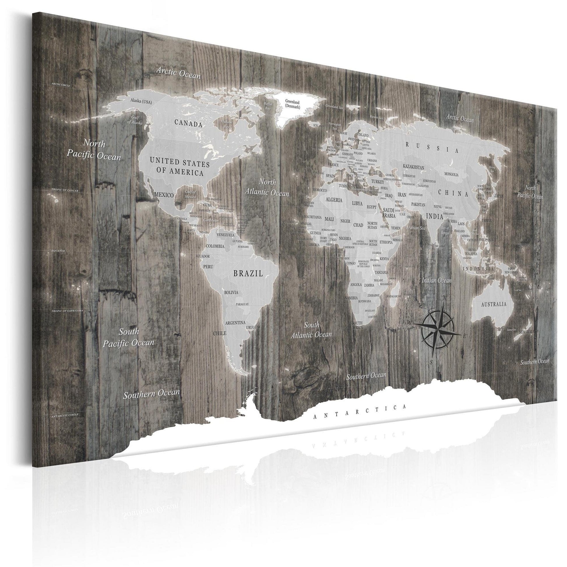 Canvas Print - World Map: Wooden World - www.trendingbestsellers.com