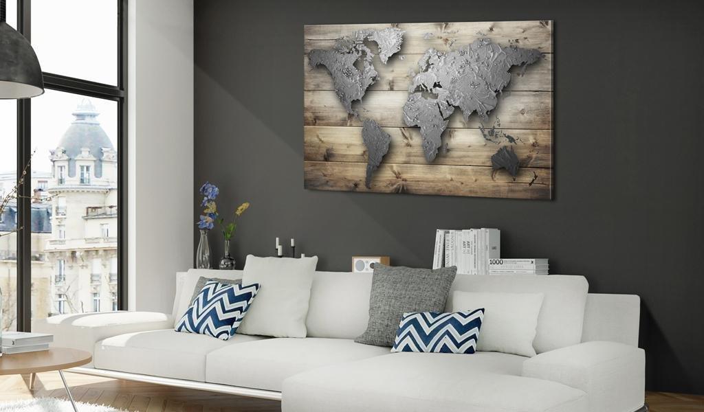 Decorative Pinboard - Silver World [Cork Map] - www.trendingbestsellers.com
