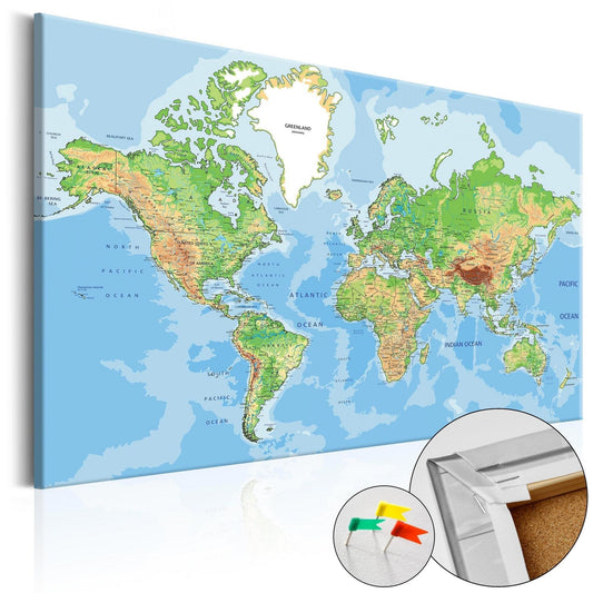 Decorative Pinboard - World Geography [Cork Map] - www.trendingbestsellers.com