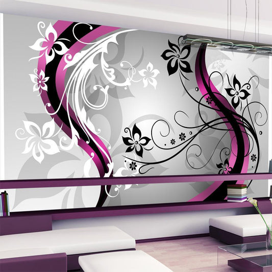 Peel and stick wall mural - Art-flowers (pink) - www.trendingbestsellers.com
