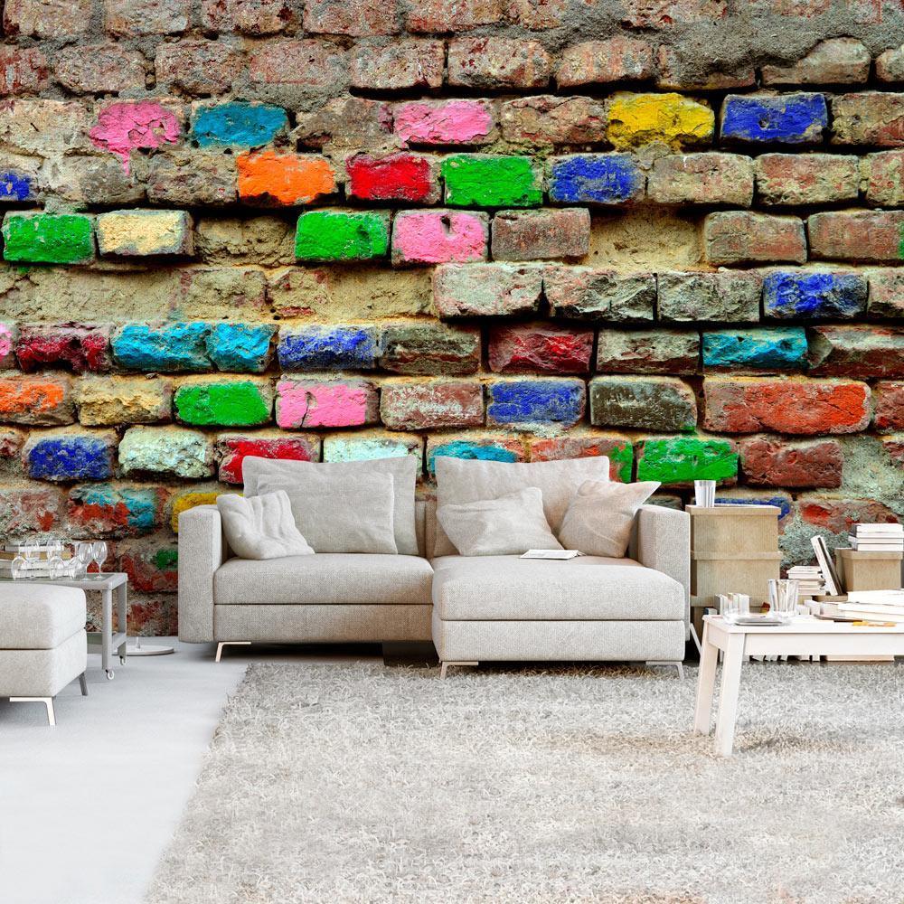 Peel and stick wall mural - Colourful Bricks - www.trendingbestsellers.com