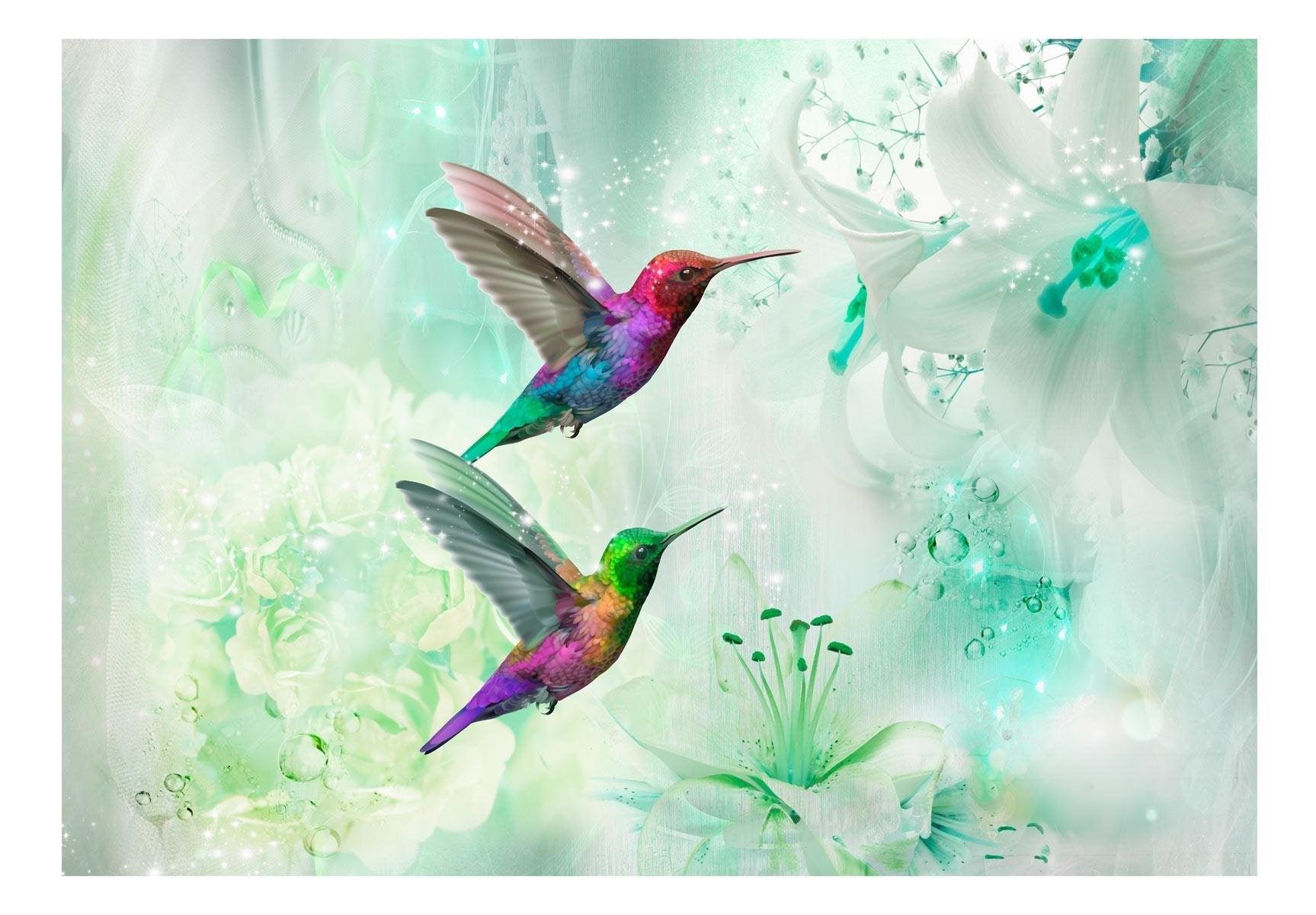 Peel and stick wall mural - Colourful Hummingbirds (Green) - www.trendingbestsellers.com