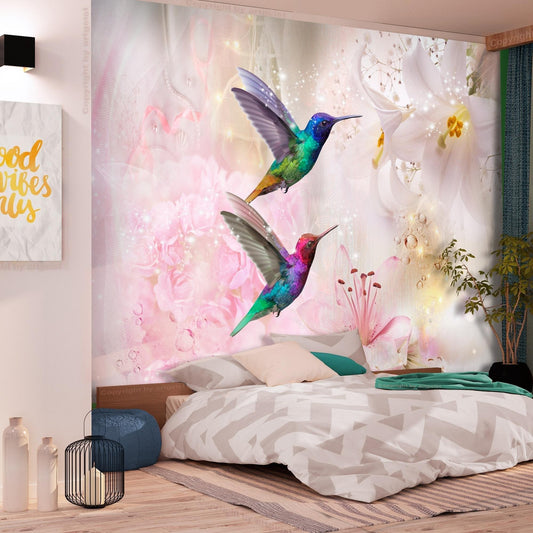 Peel and stick wall mural - Colourful Hummingbirds (Pink) - www.trendingbestsellers.com