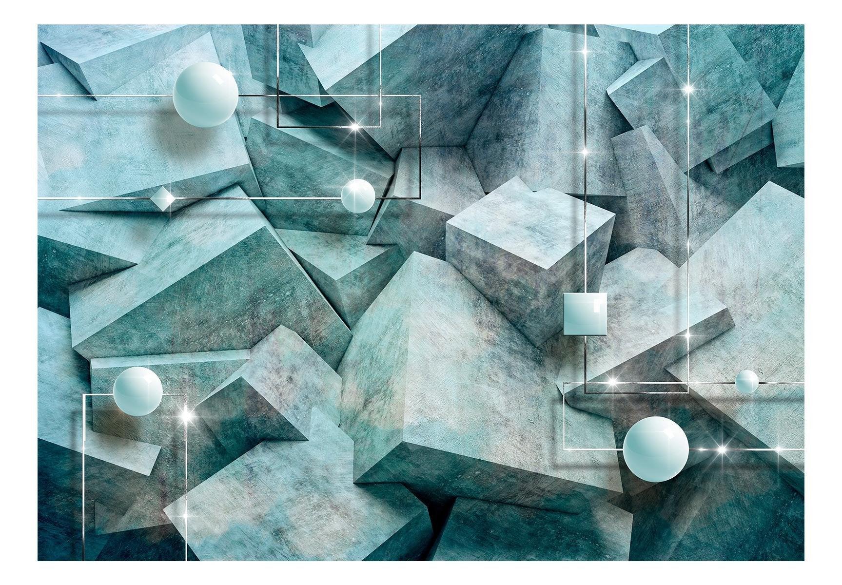 Peel and stick wall mural - Concrete Cubes (Green) - www.trendingbestsellers.com