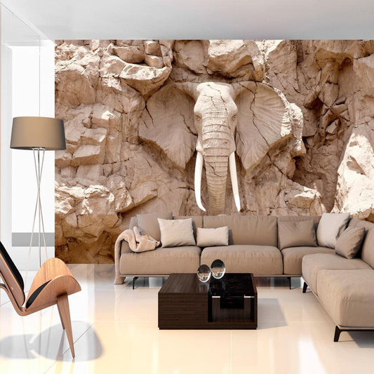 Peel and stick wall mural - Elephant Carving (South Africa) - www.trendingbestsellers.com