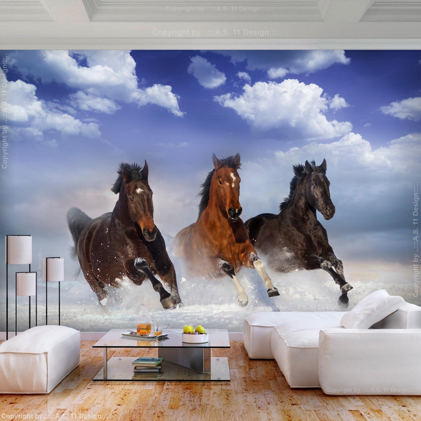 Peel and stick wall mural - Horses in the Snow - www.trendingbestsellers.com