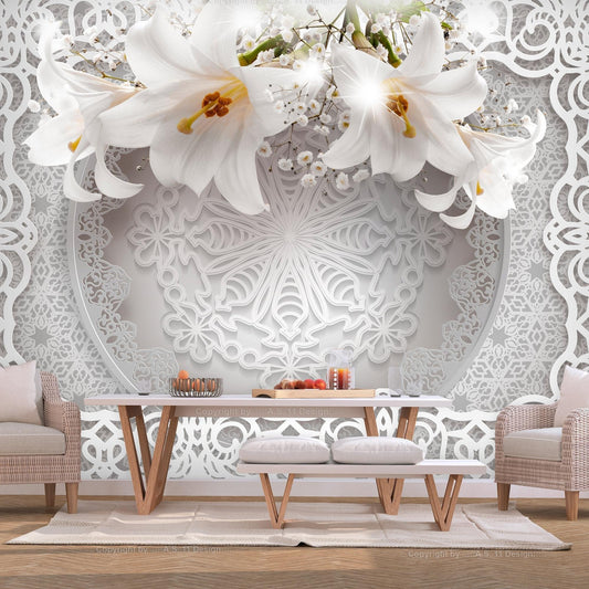 Peel and stick wall mural - Lilies and Ornaments - www.trendingbestsellers.com