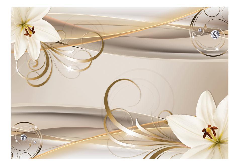 Peel and stick wall mural - Lilies and The Gold Spirals - www.trendingbestsellers.com